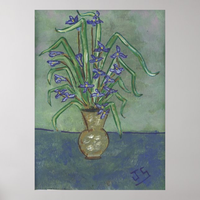 Affiches Louisiane Irises Dans Un Vase (Devant)