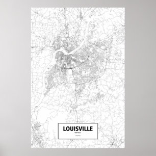 Affiches Louisville, Kentucky (noir sur blanc)