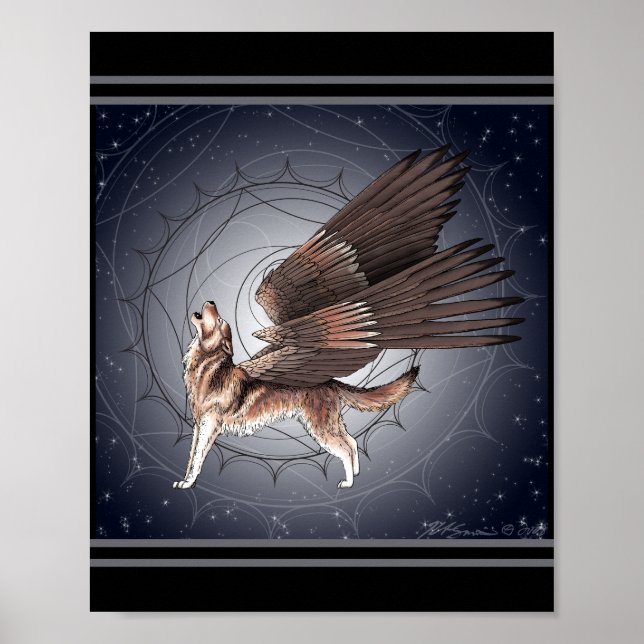 Affiches Loup ailé mystique (Devant)