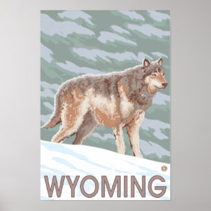 Affiches Loup gris StandingWyoming