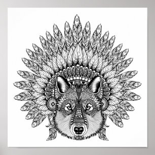 Affiches Loup inspiré dans le capot fait varier le pas 2 de