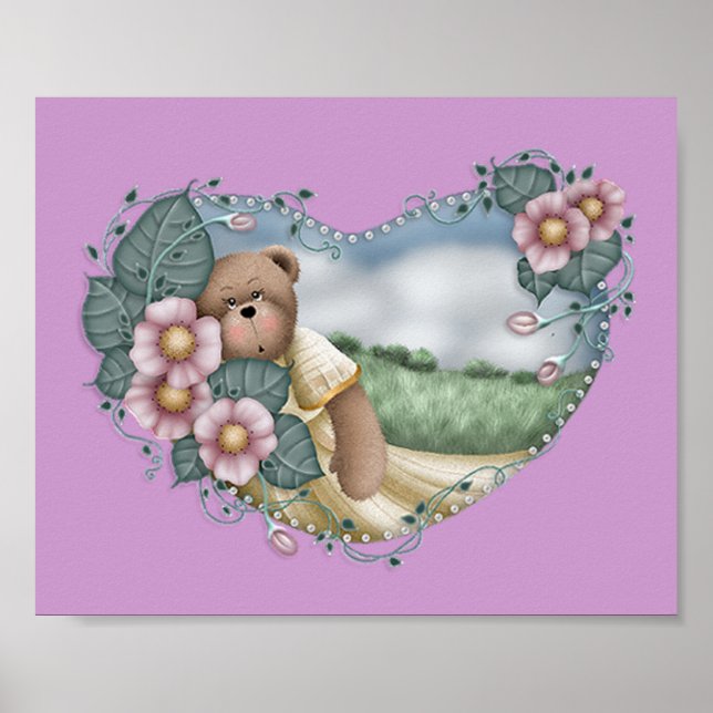 Affiches L'ours dans un coeur imprimé (Devant)