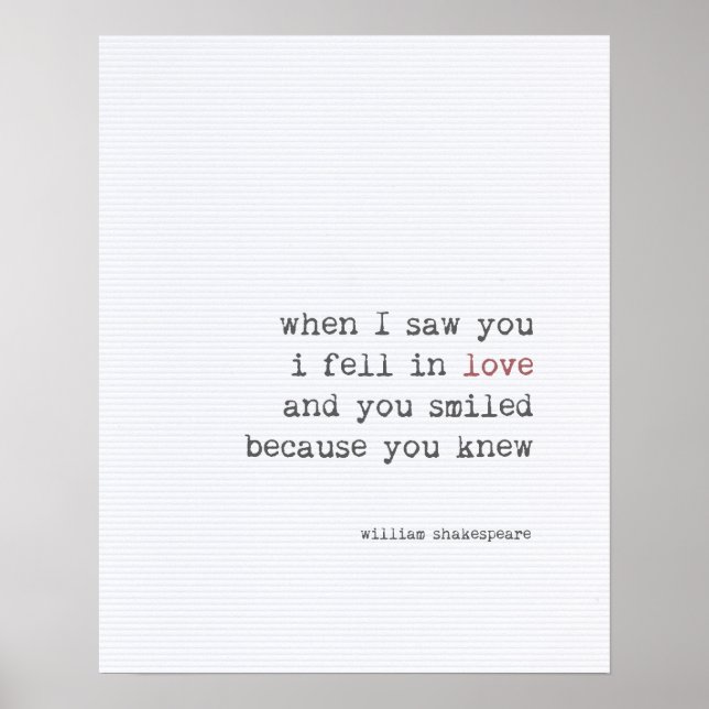 Affiches Love citation art typographie Shakespeare (Devant)