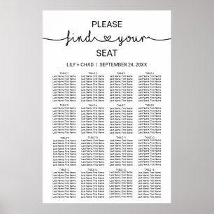Affiches Love Hearts Seating Chart