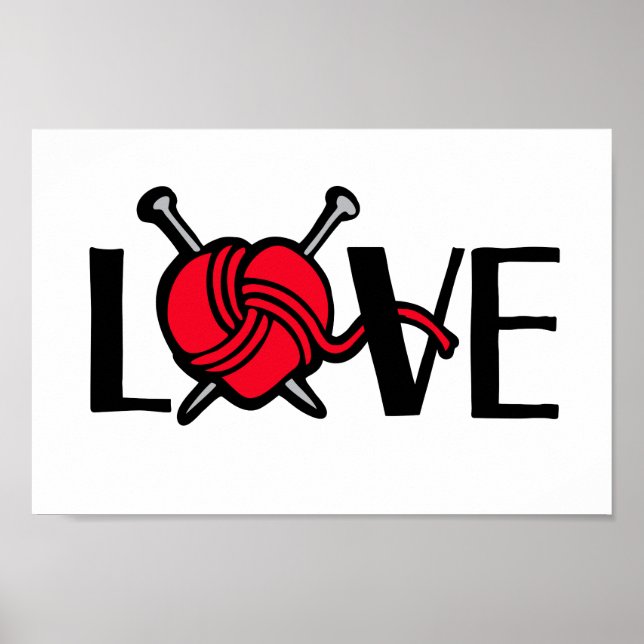 Affiches Love Knitters tricot graphique (Devant)