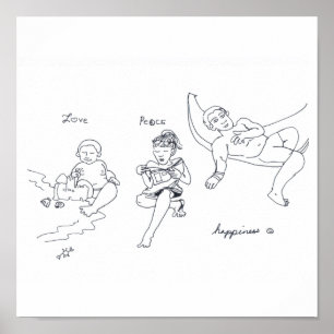 Affiches LOVE PEACE HAPPINING print