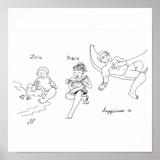 Affiches LOVE PEACE HAPPINING print (Devant)