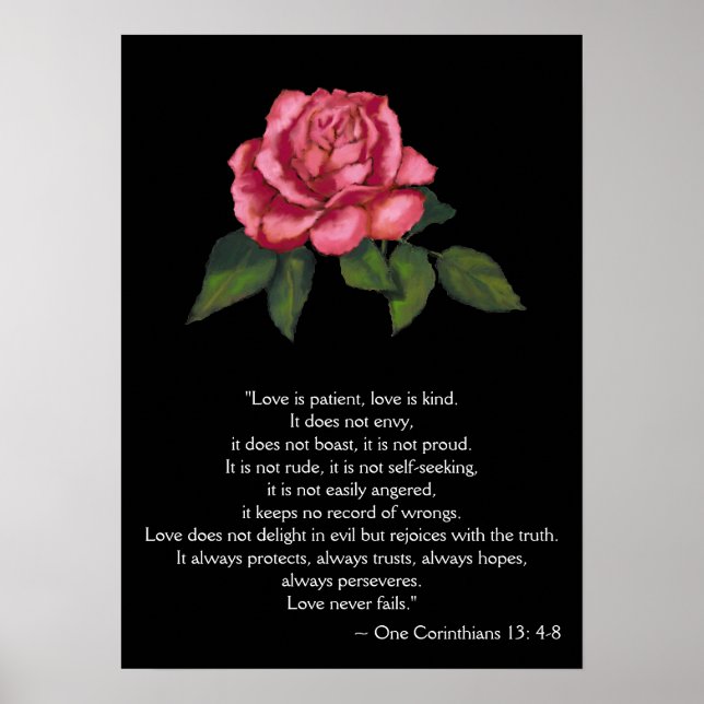 Affiches LOVE POSTER/ CORINTHIANS 13 : Rose rose (Devant)