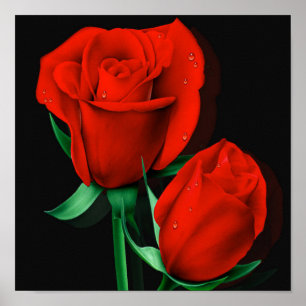 Affiches Love Rouge Rose Noir