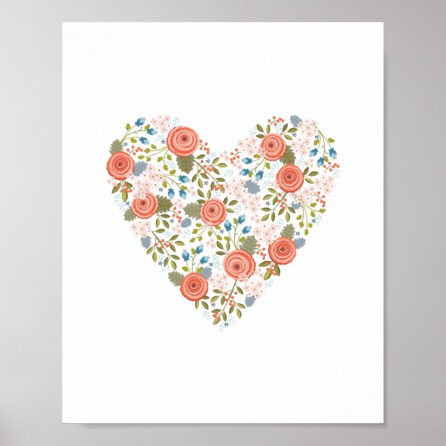 Affiches Lovely Floral Dream Heart Print (Devant)