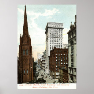 Affiches Lower Broadway NY 1897 Vintage