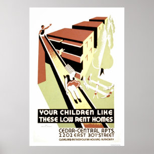 Affiches Loyer modéré Cleveland à la maison WPA 1940