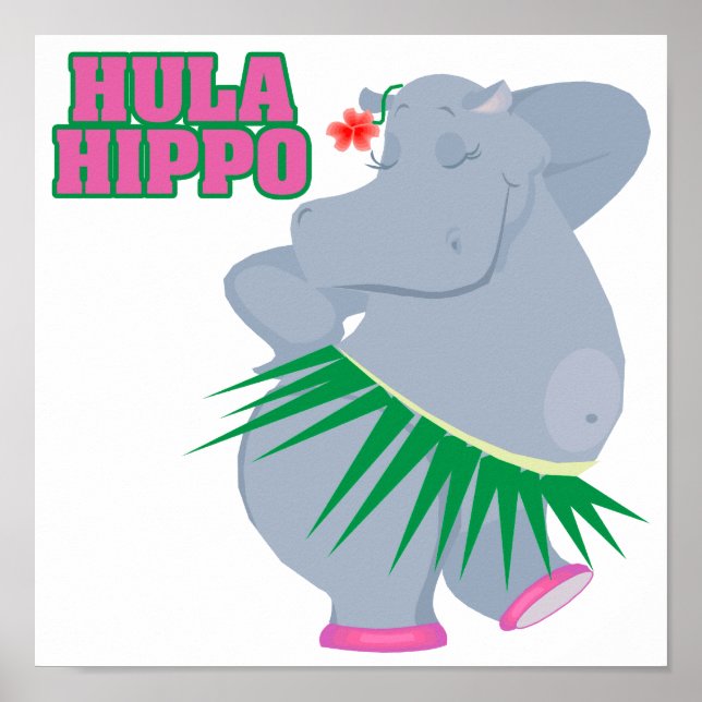 Affiches luau hula hippo (Devant)