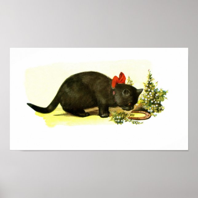 Affiches Lucky black cat animal art (Devant)