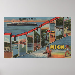 Affiches Ludington, Michigan - Scènes de grandes lettres