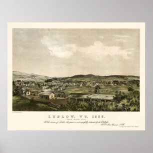 Affiches Ludlow, VT Carte panoramique - 1859