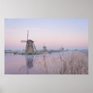 Affiches Lumière douce du lever de soleil en hiver sur des