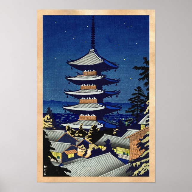 Affiches Lumière Sur La Lune À Yasaka Pagode Asano Takeji (Devant)