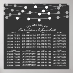 Affiches Lumières de chaîne argentées grises Mariage modern