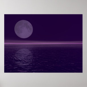 Affiches Lune bleue de l'eau pourpre