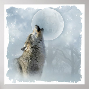 Affiches Lune bleue de loup