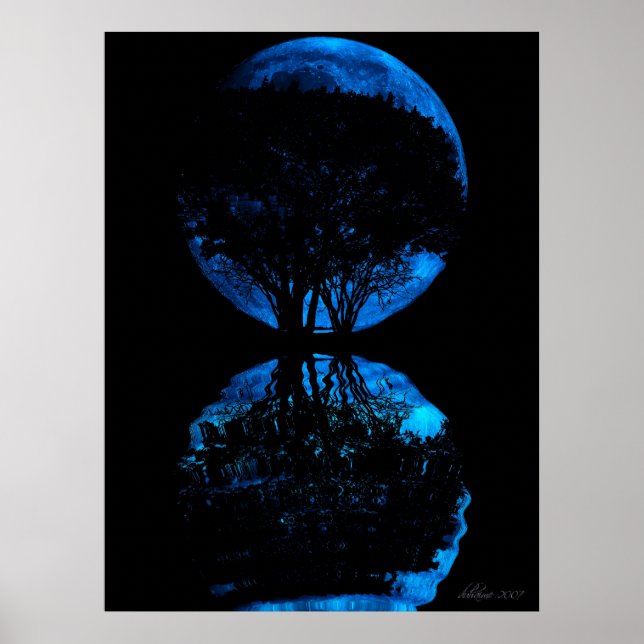 Affiches Lune bleue reflétée (Devant)