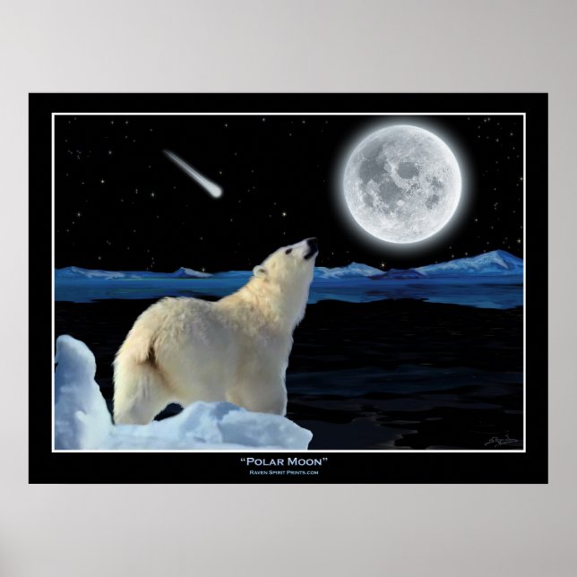 Affiches "LUNE POLAIRE" Ours polaire et art lune Imprimer (Devant)