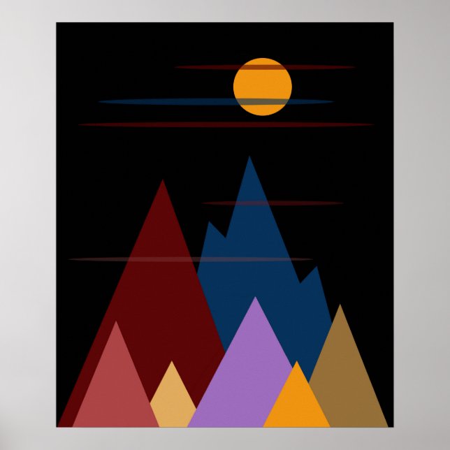Affiches Lune sur les montagnes #2 (Devant)
