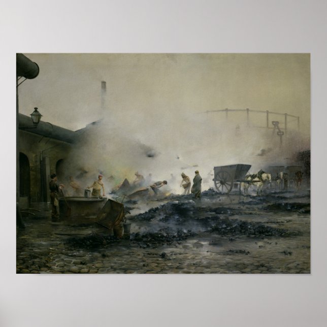 Affiches L'usine de gaz de Courcelles, 1884 (Devant)