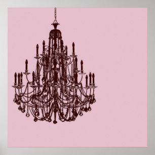 Affiches Lustre rose chic