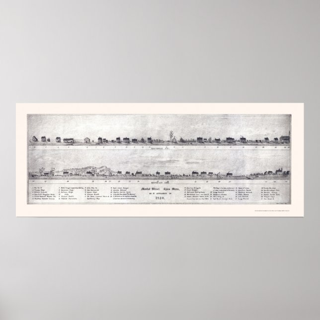 Affiches Lynn, MA Carte panoramique - 1820 (Devant)