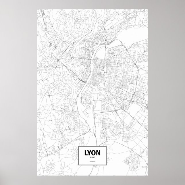 Affiches Lyon, France (noir sur blanc) (Devant)