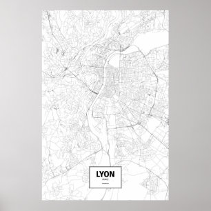 Affiches Lyon, France (noir sur le blanc)