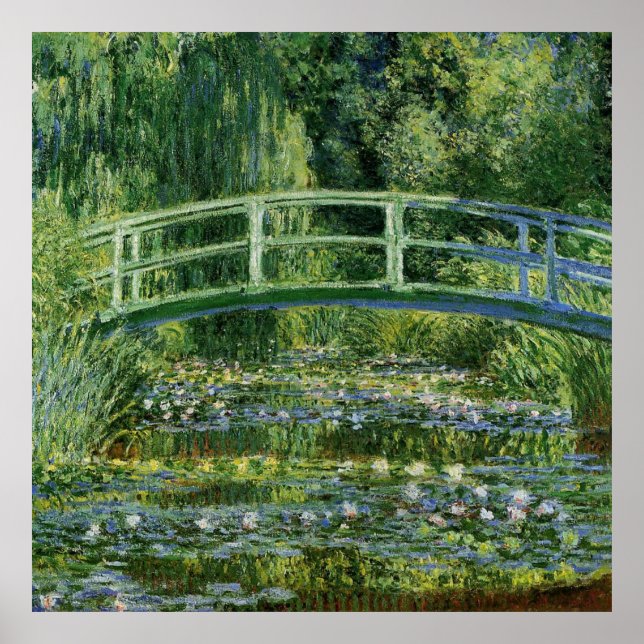 Affiches Lys à eau Claude Monet et pont japonais (Devant)