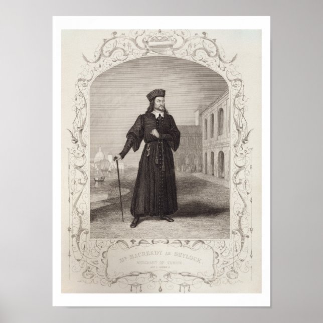 Affiches M. Macready comme Shylock, Acte I Scène 3, dans "T (Devant)