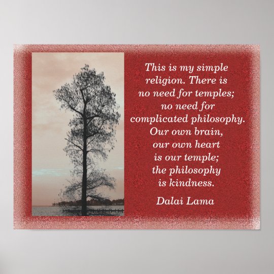 Affiches Ma Religion Simple Citation De Dalai Lama Zazzle Fr
