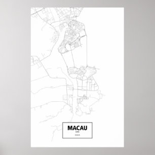 Affiches Macao, Chine (noir sur blanc)
