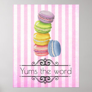Affiches Macarons Français Dessert dans Pastel Aquarelles