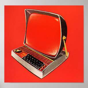 Affiches Machine à écrire futuriste à l'ère atomique