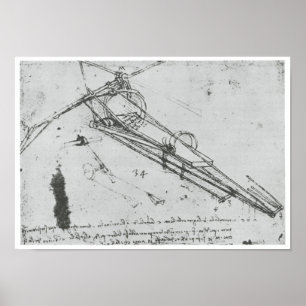 Affiches Machine à voler, Leonardo da Vinci, 1490