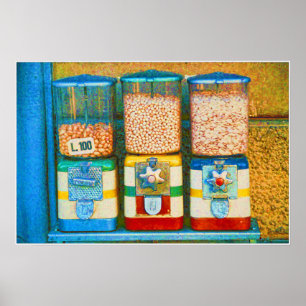 Affiches Machines de distributeurs de noix rétro italiennes