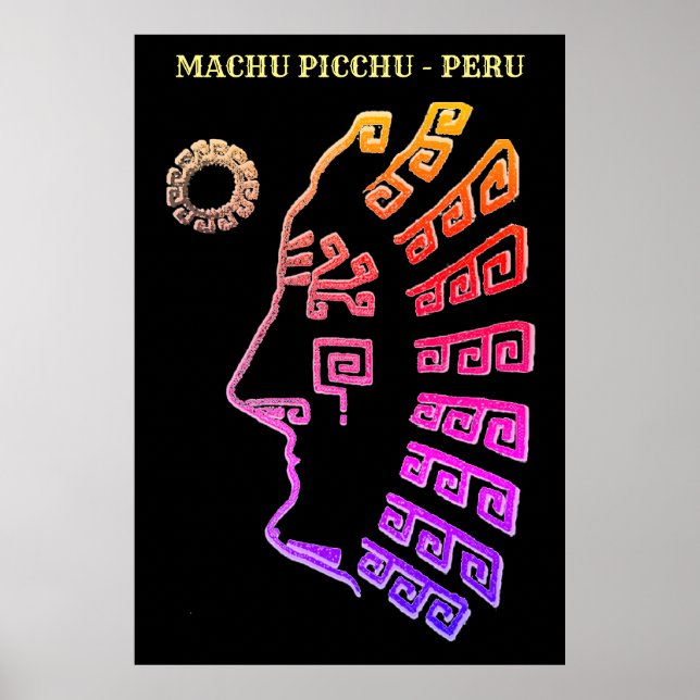 Affiches Machu Picchu Cusco Pérou dessin (Devant)