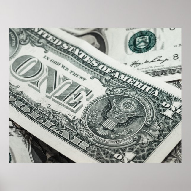 Affiches Macro de l'argent de la facture d'un dollar (Devant)
