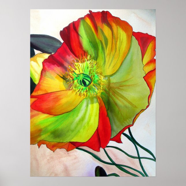 Affiches Macro Poppy original aquarelle (Devant)