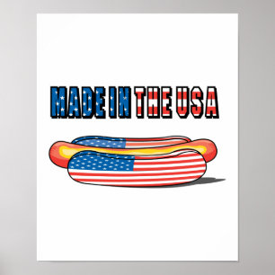 Affiches Made in the USA Patriotic Hot Dog