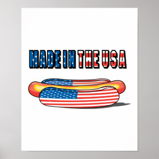 Affiches Made in the USA Patriotic Hot Dog