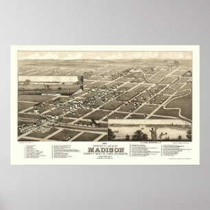 Affiches Madison, carte panoramique d'écart-type - 1883