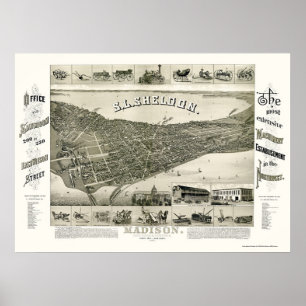 Affiches Madison, WI Panoramic Map - 1885
