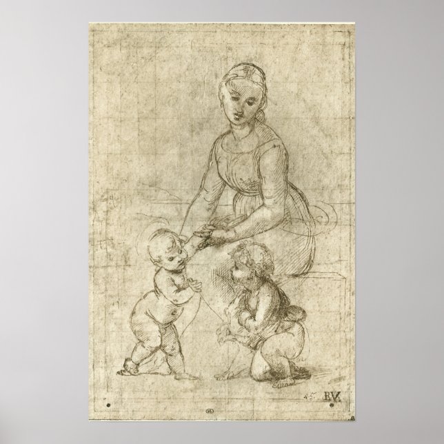 Affiches Madone, Christ, Saint Jean-Baptiste par Raphaël (Devant)
