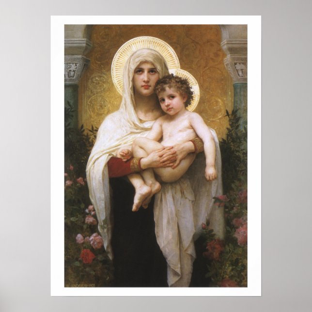 Affiches Madone des Roses de Bouguereau (Devant)
